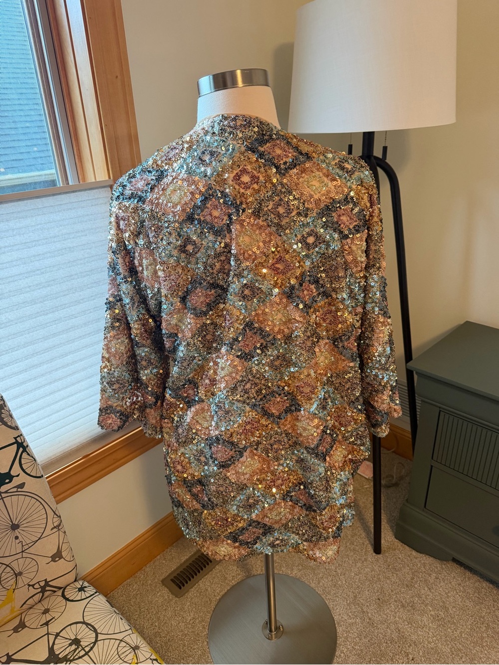 Sequin Patchwork Open-Front Jacket in Multicolor - Picture 2 of 5